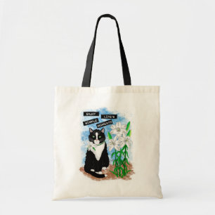 Tote Bag Tuxedo Chat et Lilies   Devis inspirant
