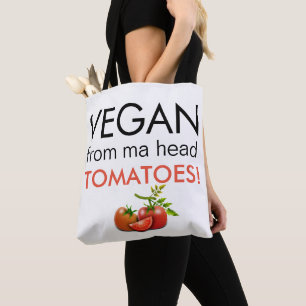 Tote Bag Typographie amusante Vegan De Ma Head Tomates