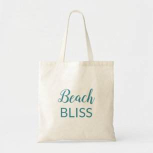 Tote Bag Typographie Beach Bliss Aqua