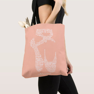 Tote Bag Typographie de chaussure de ballet personnalisée