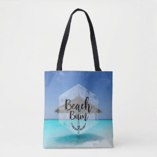 Tote Bag Typographie de cloche de plage - Parapluie sur la 