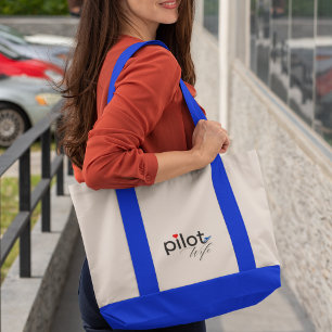 Tote Bag Typographie de femme de pilote & Avion Simple,Mini