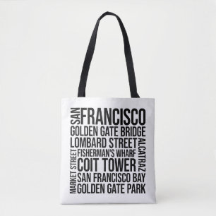 Tote Bag Typographie de San Francisco - California Word Art