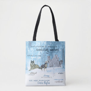 Tote Bag Typographie Extraordinaire des loups   Personnalis