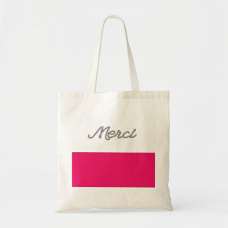 Tote Bag Typographie française de rose de Merci de mot de