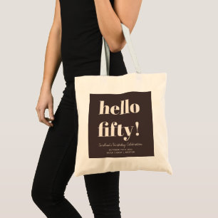 Tote Bag Typographie Gras Brun Moderne Anniversaire 50 Ans 