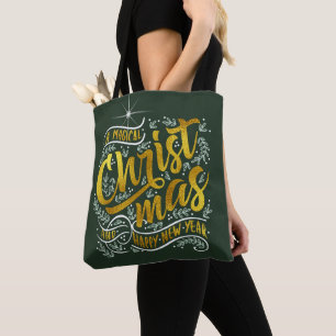 Tote Bag Typographie magique de Noël Gold ID441