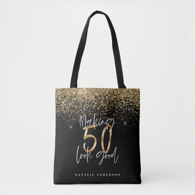 Tote Bag Typographie moderne parties scintillant d'or chic  (Devant)