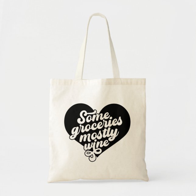 Tote Bag Typographie noire minimaliste Rétro Amusante Vin (Devant)