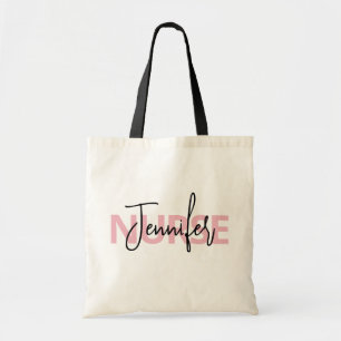 Tote Bag Typographie personnalisée d'infirmière rose