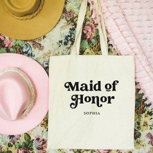 Tote Bag Typographie simple de Boho Retro Maid of Honor