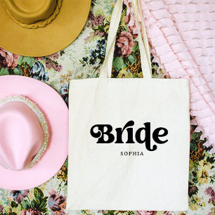 Tote Bag Typographie simple de Boho Retro Mariée