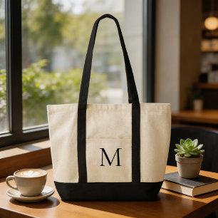 Tote Bag Typographie simple moderne tendance noir et blanc