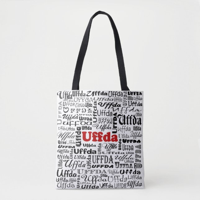 Tote Bag Uffda Funny Expression norvégienne Rouge et texte  (Devant)