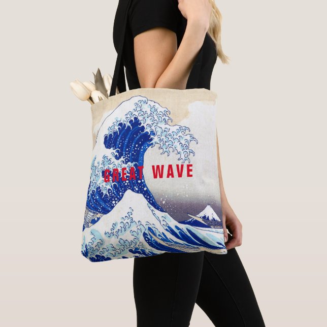 Tote Bag ukiyoe - Hokusai : No.21 Grande vague - (De près)