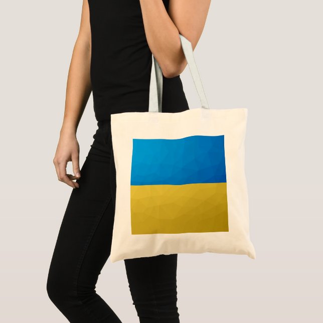 Tote Bag Ukraine drapeau bleu jaune motif maillage géométri (Devant (produit))
