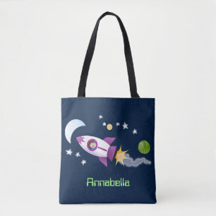 Tote Bag Un adorable vaisseau-fusée dans l'espace dessin an