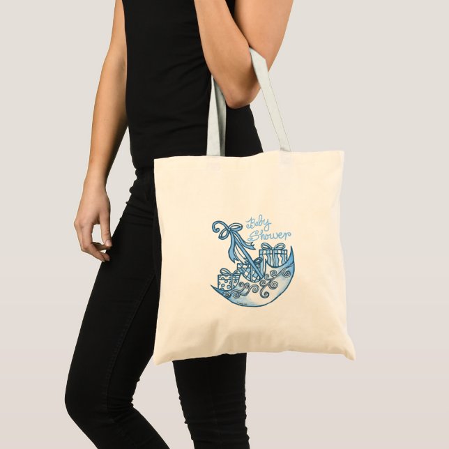 Tote Bag Un Baby shower de garçon bleu (Devant (produit))