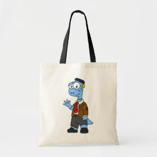 Tote Bag Un Brontosaur Dessiné, Habillé Comme Frankenstein.