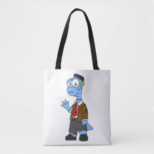 Tote Bag Un Brontosaur Dessiné, Habillé Comme Frankenstein.