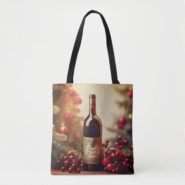 Tote Bag Un cadeau de vacances d'hiver pour le vin (Devant)