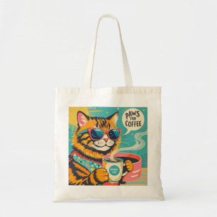 Tote Bag Un chat de dessin animé de style rétro en verre de