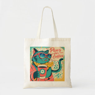 Tote Bag Un chat de dessin animé de style rétro en verre de