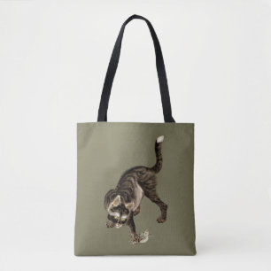 Tote Bag Un chat japonais attrape une grenouille