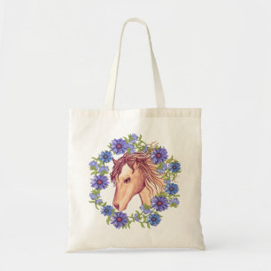 Tote Bag Un cheval bleu marguerite