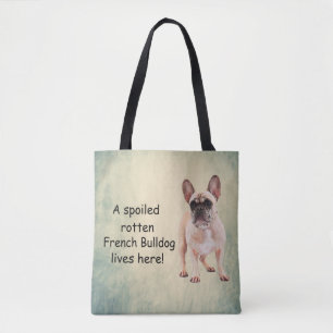Tote Bag Un Chien-taureau français pourri Spoché vit ici