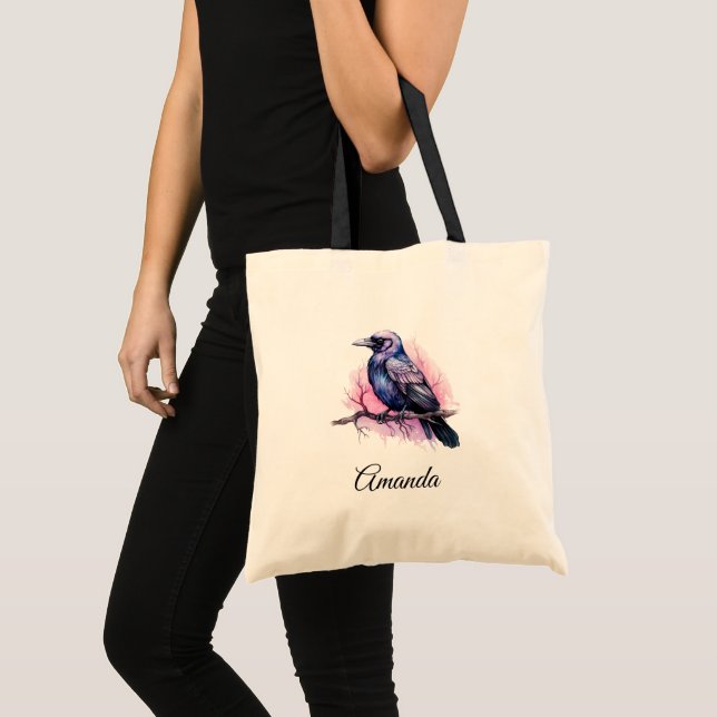 Tote Bag Un Corbeau noir sur une branche (Devant (produit))