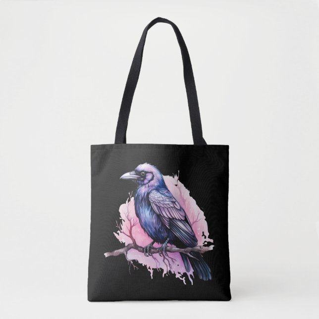 Tote Bag Un Corbeau noir sur une branche (Devant)