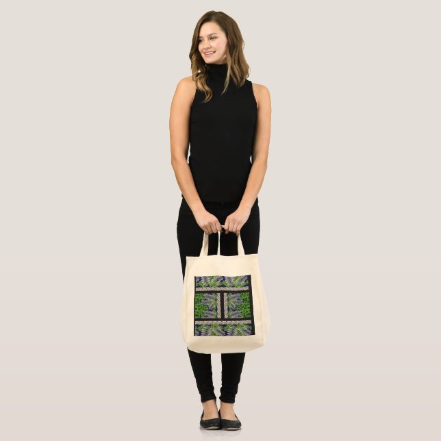 Tote Bag un design de motif vert et jaune (Devant (modèle))
