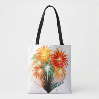 Tote Bag Un feu en forme de coeur coloré.