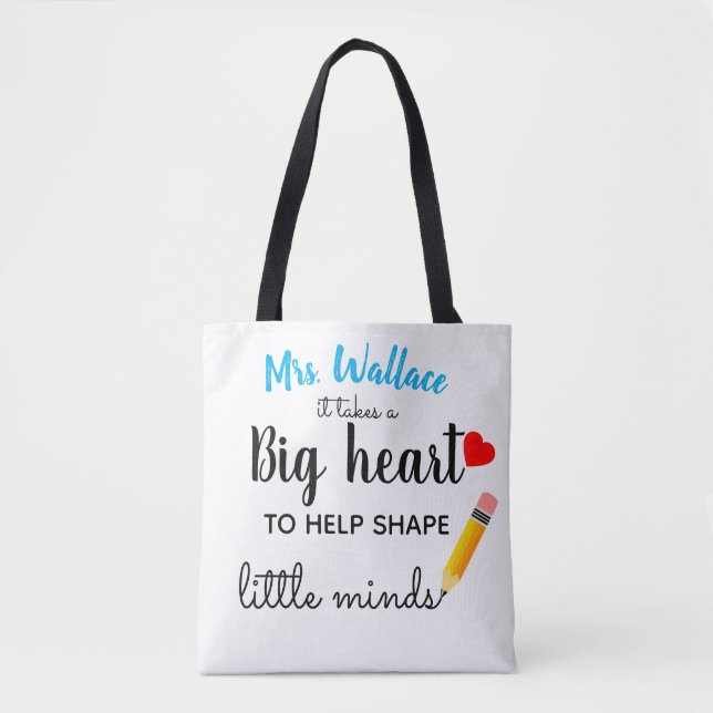 Tote Bag un grand coeur à enseigner aux petits esprits la m (Devant)