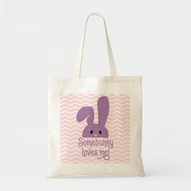 Tote Bag Un Lapin M'Aime Mignonne Lapin Pâques (Devant)