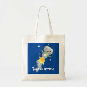 Tote Bag Un mignon robot volant dans l'espace dessin animé