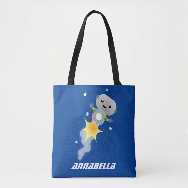 Tote Bag Un mignon robot volant dans l'espace dessin animé (Devant)