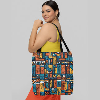 Tote Bag Un motif abstrait transparent avec diverses géomét