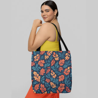 Tote Bag un motif floral transparent Feuilles d'automne vib