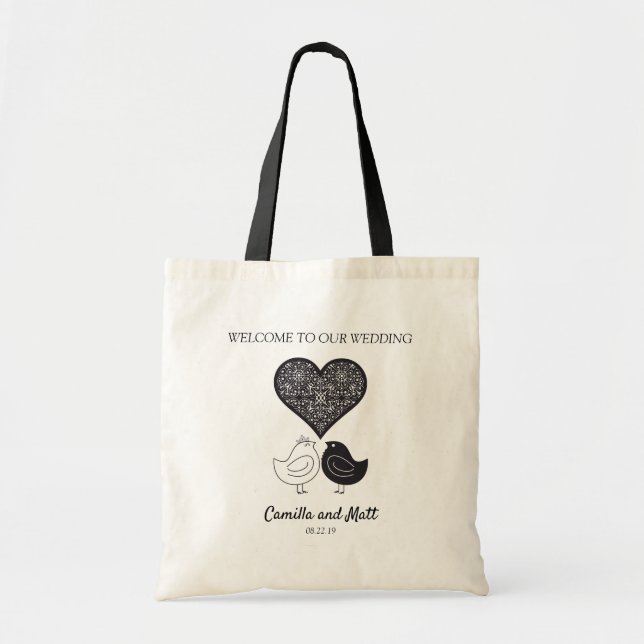Tote Bag Un Oiseau très moderne avec une conception cardiaq (Devant)