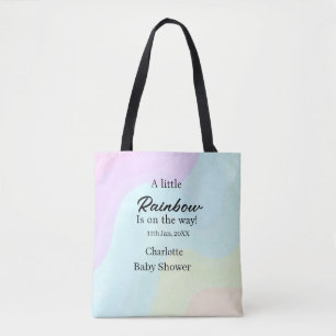Tote Bag Un petit arc-en-ciel est en route nom de la baby s