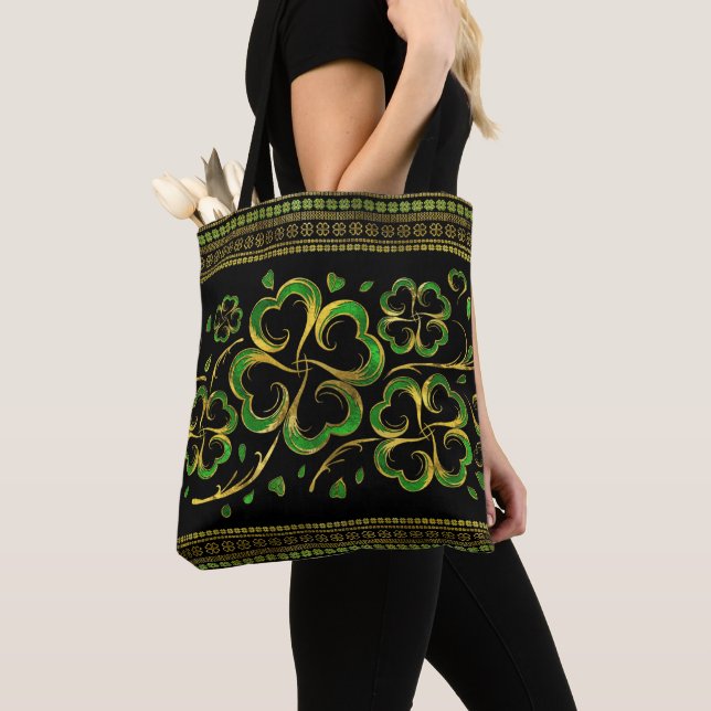 Tote Bag Un Shamrock irlandais à quatre feuilles de trèfle  (De près)