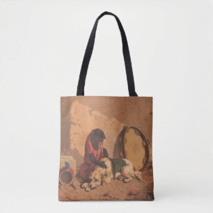 Tote Bag Un Singe Et Un Chien Avec Un Grand Tambourin