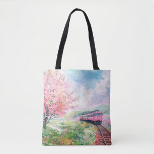 Tote Bag Un train au printemps
