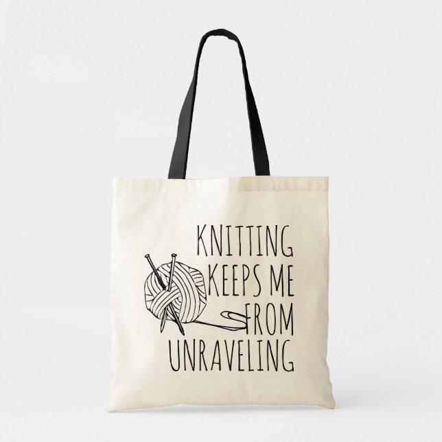 Tote Bag Un Tricot drôle me garde de me démêler (Devant)