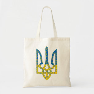 Tote Bag Un trident ukrainien texturé drapeau d'Ukraine cou