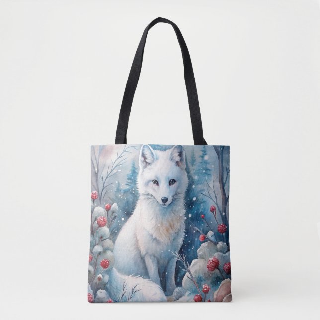 Tote Bag Une belle Renard blanche en hiver (Devant)