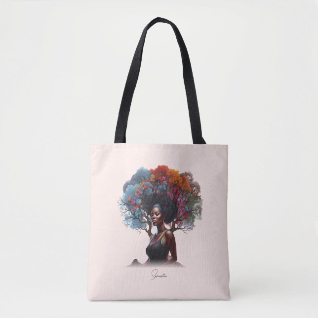 Tote Bag Une femme afro-américaine aux cheveux arborés (Devant)
