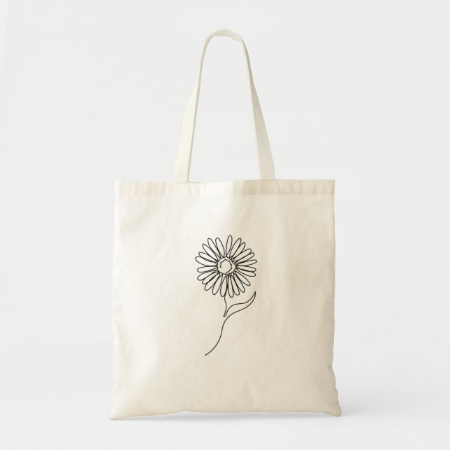 Tote Bag Une ligne de dessin Sonnenblume art unique (Devant)